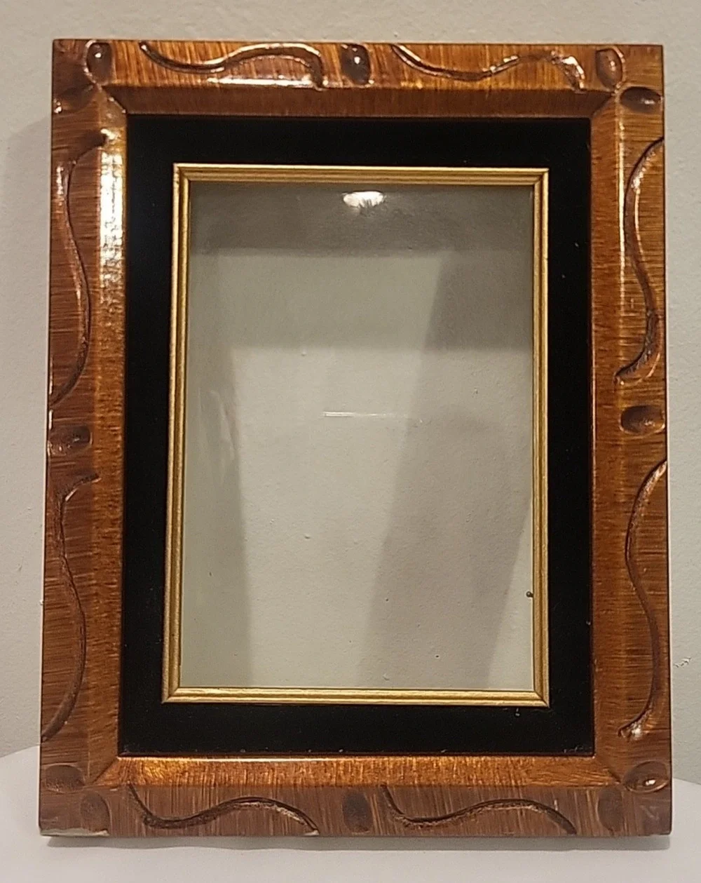 Painted Wood Photo Picture Frame Brown Gold Black Velvet Gold Trim 8x10 Abstract